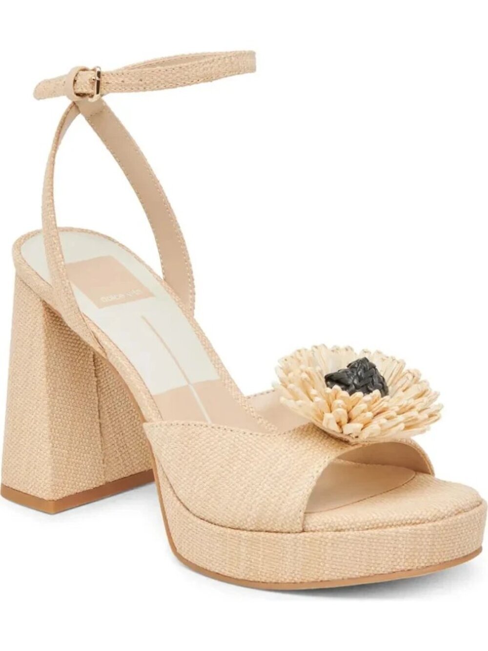 Dolce Vita Cream Natural Raffia Floral Wedge Sandals. Sz: 8.5